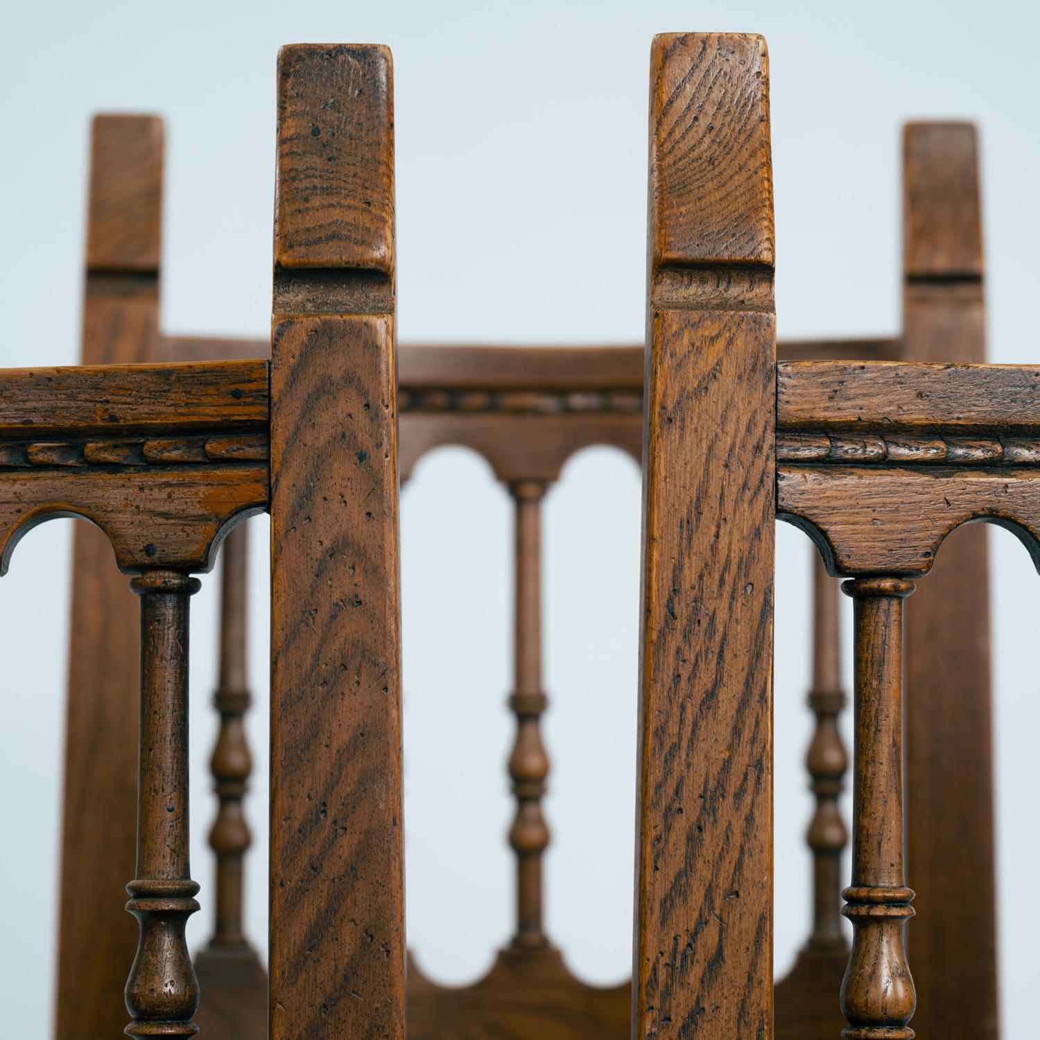 Noce Spanish carved walnut wooden dining chairs, 1970s in vendita