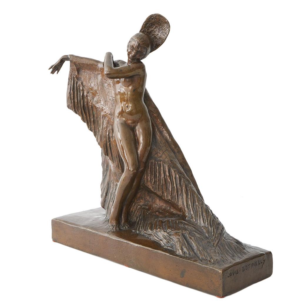 Français « Danseuse espagnole », sculpture en bronze Art déco de Louis Botinelly en vente