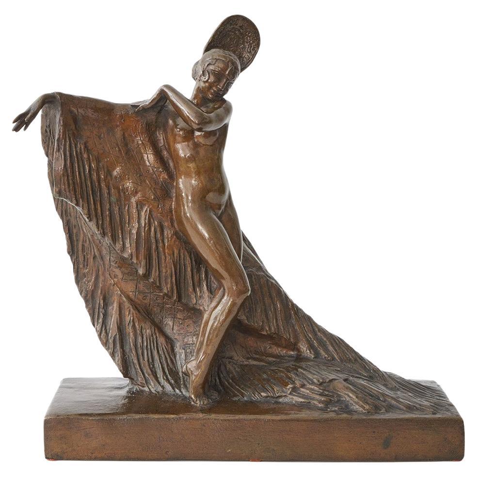 „spanische Tänzerin“ Eine Art-Déco-Bronzeskulptur von Louis Botinelly