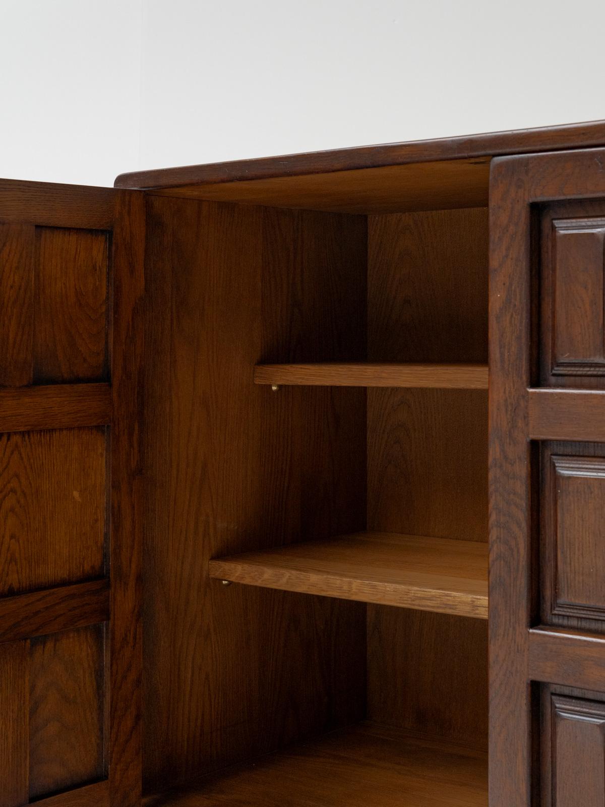 Spanish Dark Oak Sideboard, 1960s For Sale 4