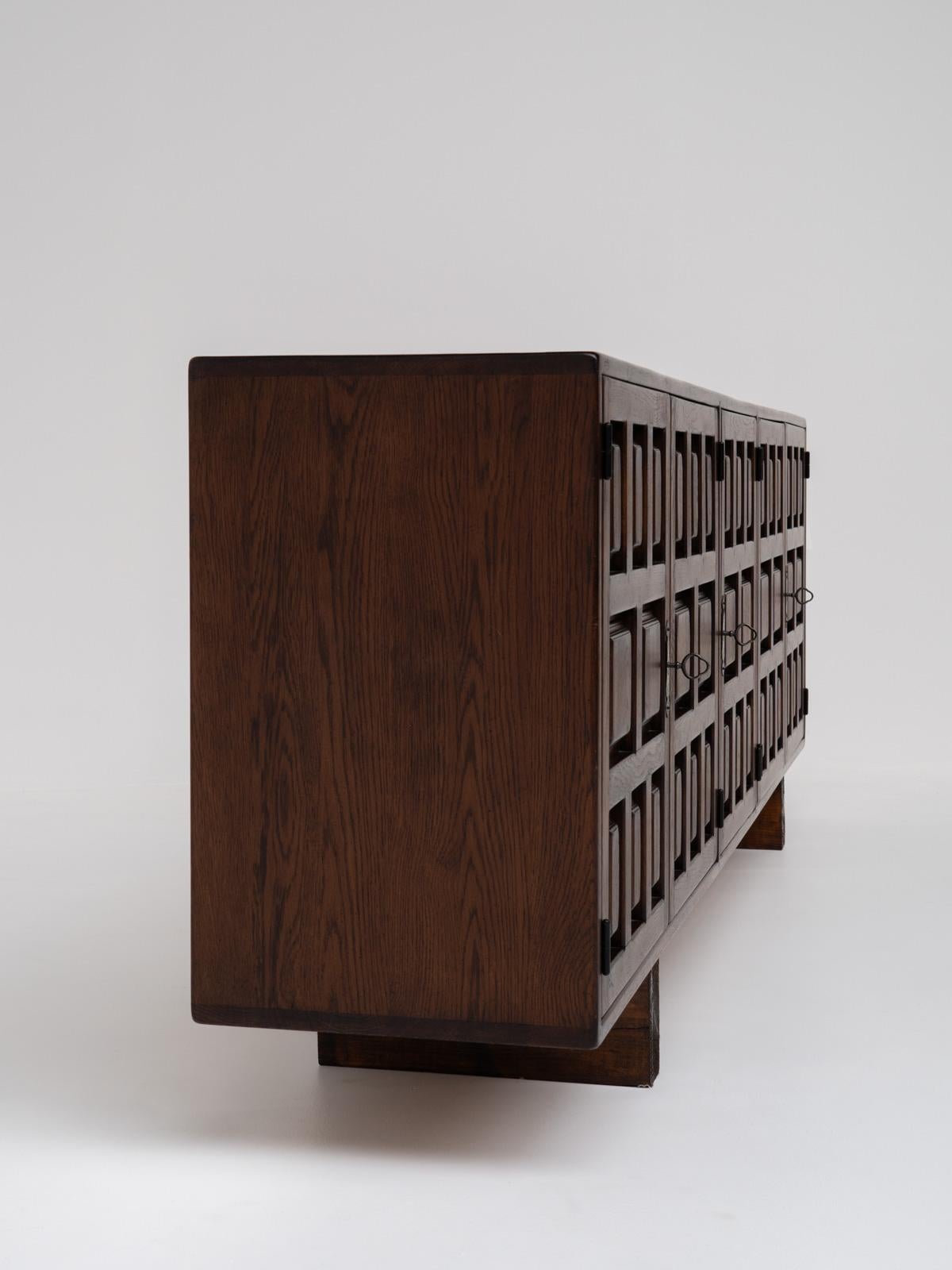 Spanish Dark Oak Sideboard, 1960s For Sale 7