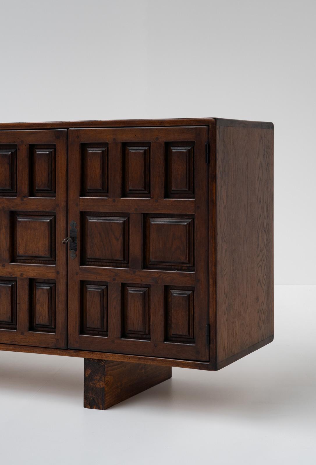 Mid-20th Century Spanish Dark Oak Sideboard, 1960s For Sale