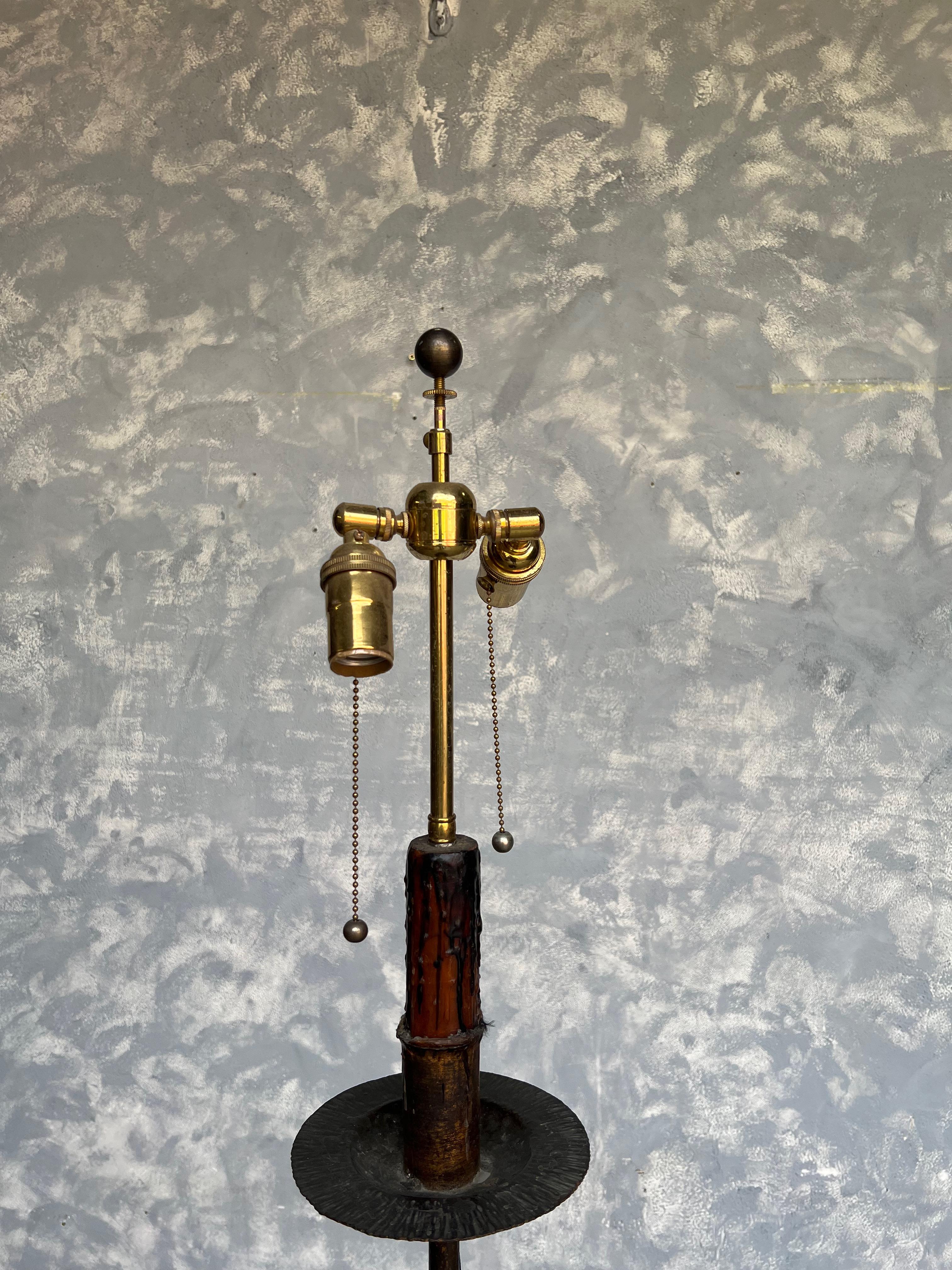  Spanish Dark Patinated Wrought Iron Floor Lamp  For Sale 3
