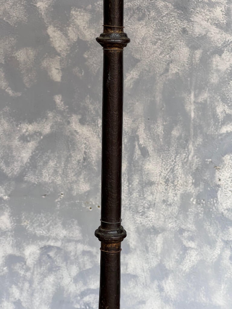 Spanish Dark Patinated Wrought Iron Floor Lamp For Sale at 1stDibs