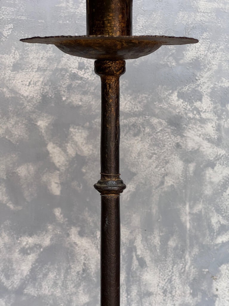 Spanish Dark Patinated Wrought Iron Floor Lamp For Sale at 1stDibs
