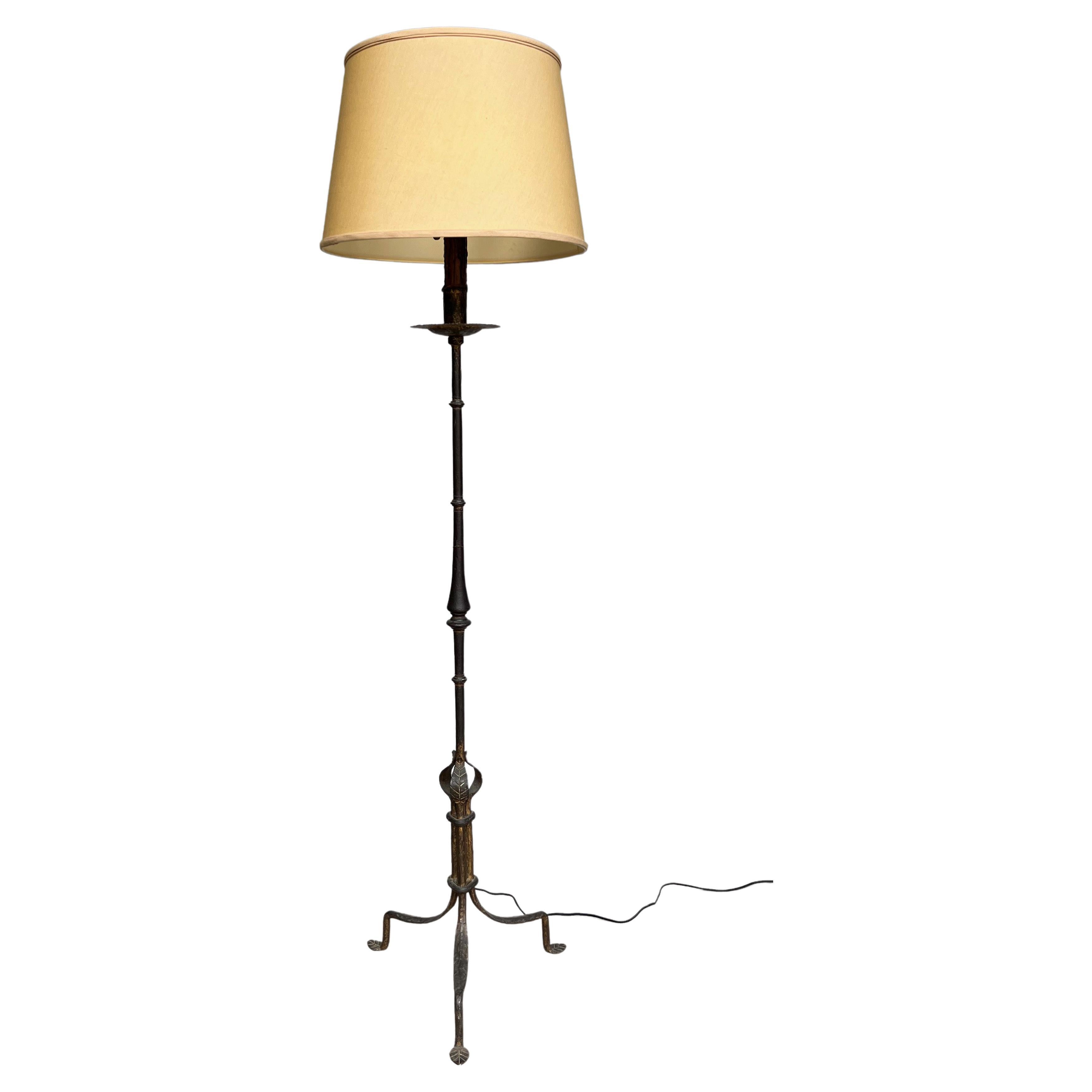  Spanish Dark Patinated Wrought Iron Floor Lamp  For Sale