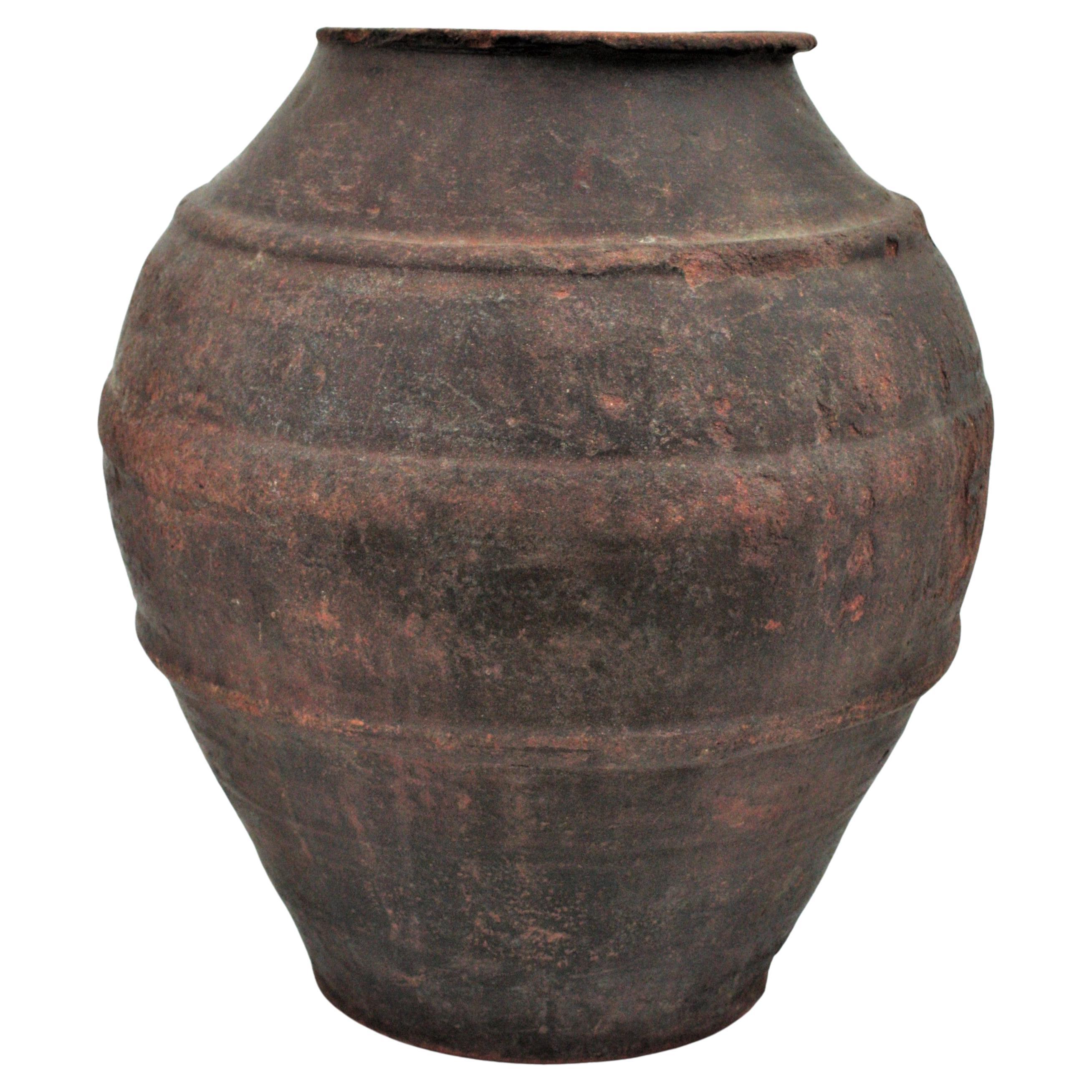 Large Antique Stoneware Crock Pot Stoneware Crock Pot Large Stone Pot Large  Pottery Pot Terracotta Jar Old Stoneware Farmhouse 