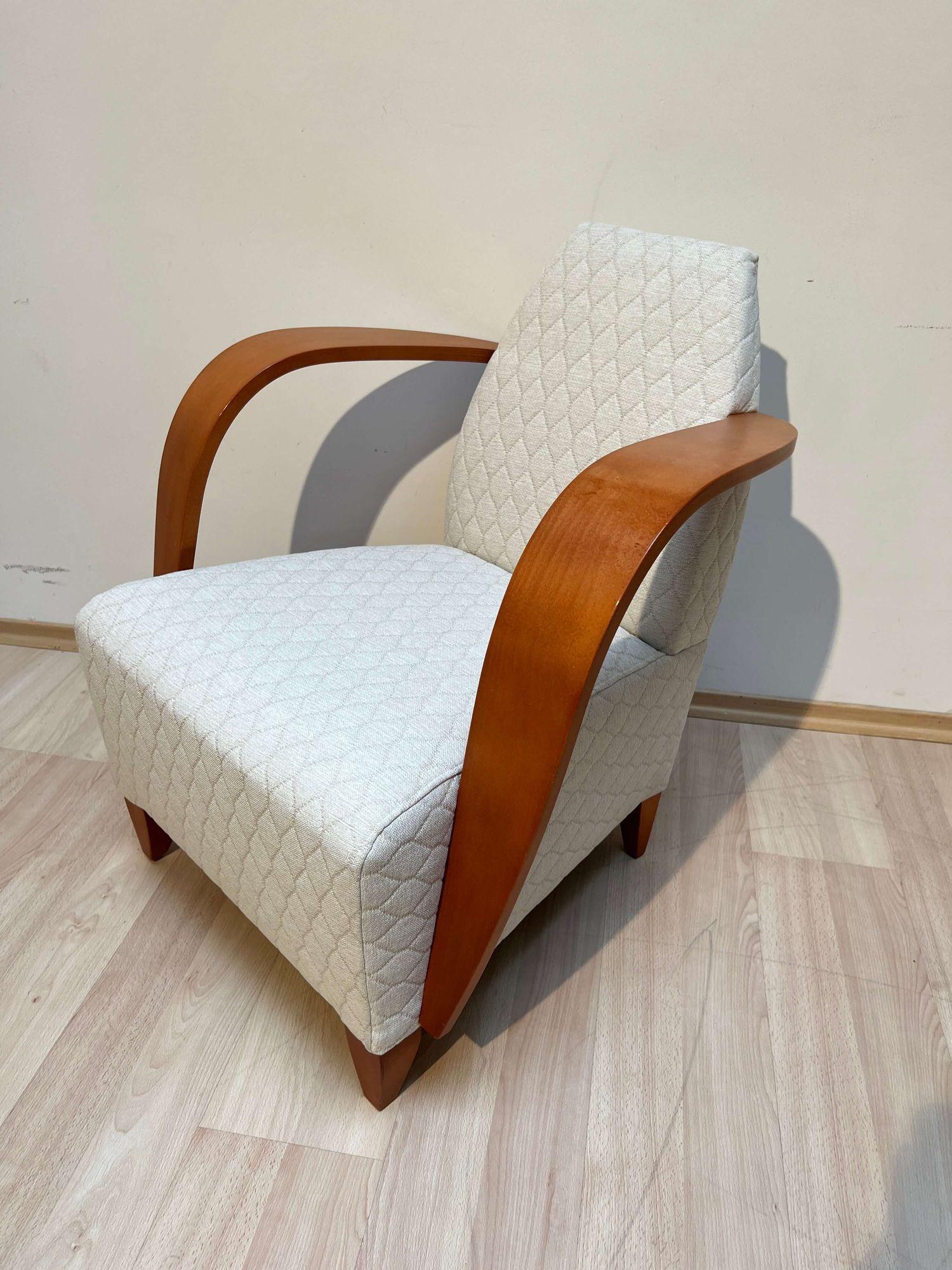 Design Arm Chair, Beech Wood, Cream-white Quilt Fabric, Spain, 1990s For Sale 4