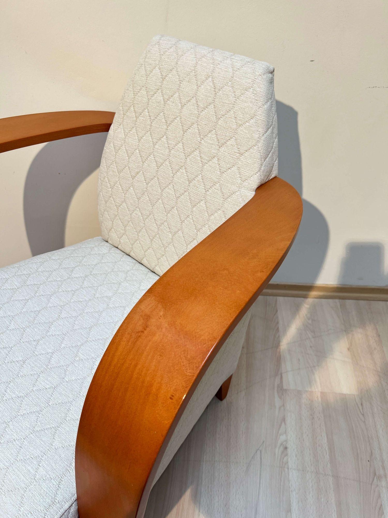 Design Arm Chair, Beech Wood, Cream-white Quilt Fabric, Spain, 1990s For Sale 5