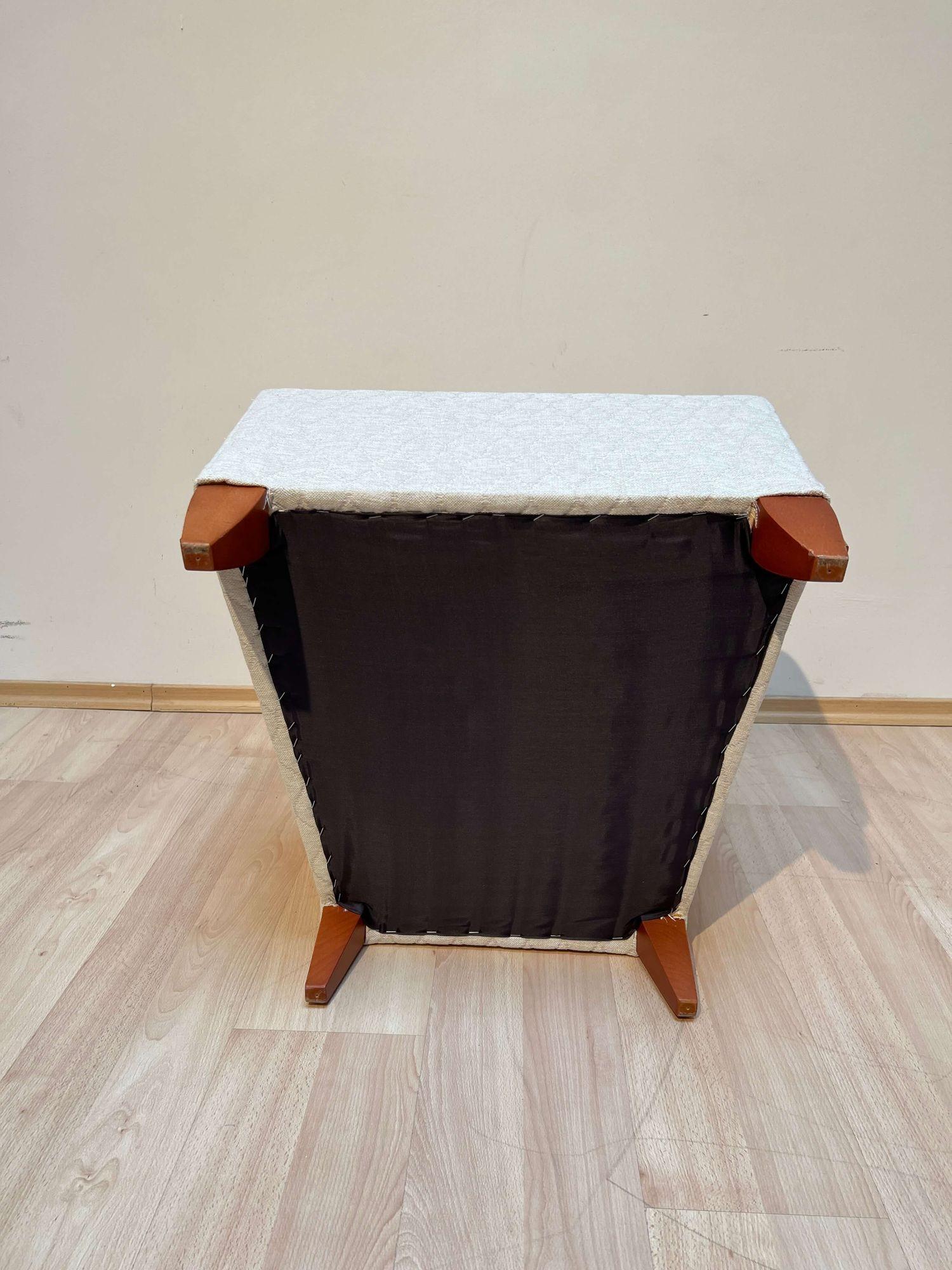 Design-Sessel, Buchenholz, cremefarben-weißer Steppstoff, Spanien, 1990er Jahre im Angebot 11