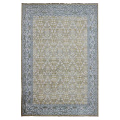 Spanischer Teppich im spanischen Design mit All-Over-Blumenmuster in Säuregelb, Grün, Grau und Blau