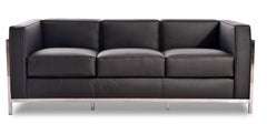 SPANISH DESIGNER ARMCHAIR 3 Places STAINLESS STEEL, BLACK FAUX LEATHER - New