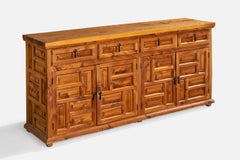 Spanish Designer, Cabinet, Iron, Cypress Wood, Spain, 1970s