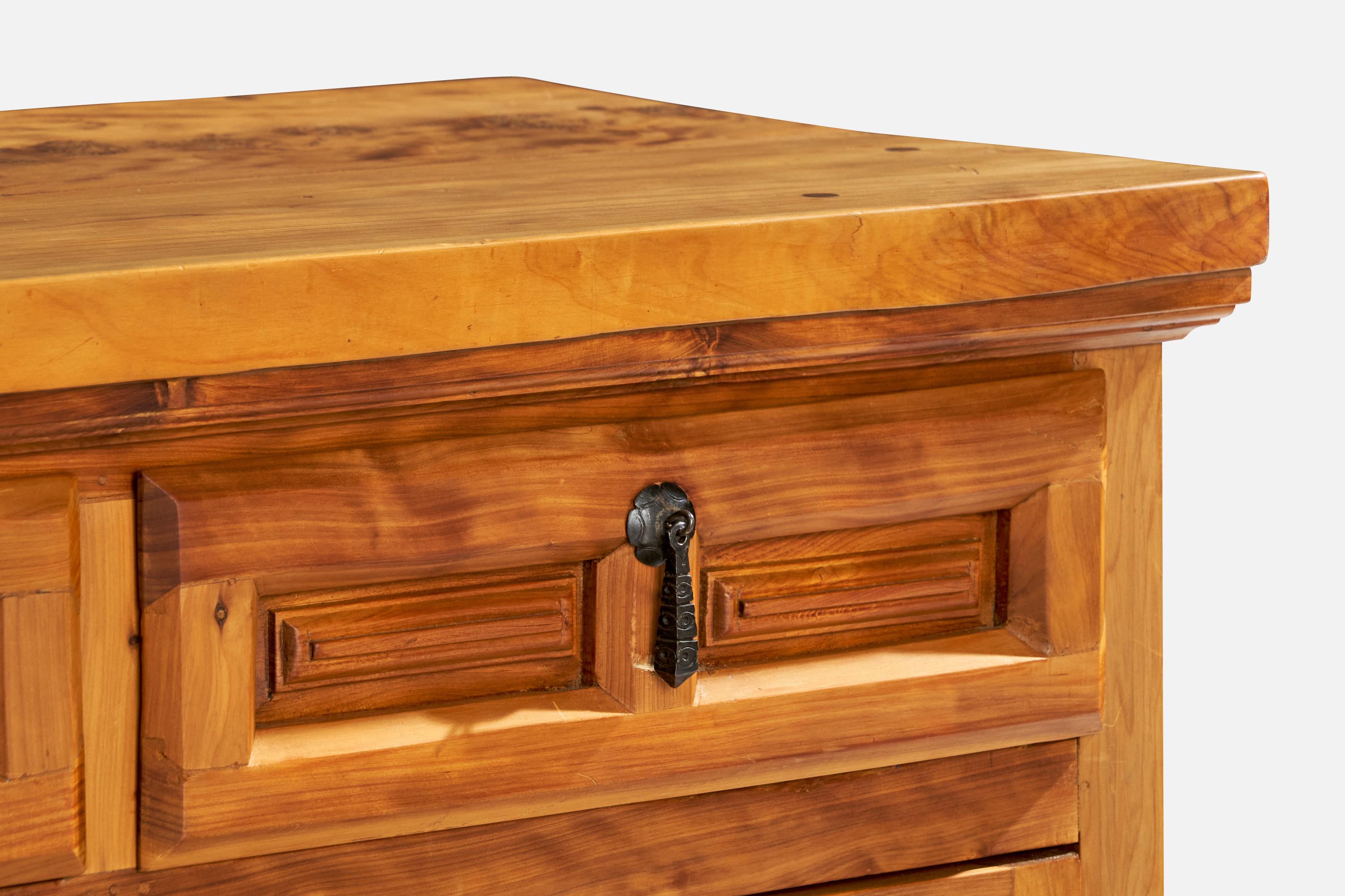 Spanish Designer, Cabinet, Iron, Cypress Wood, Spain, 1970s For Sale 2