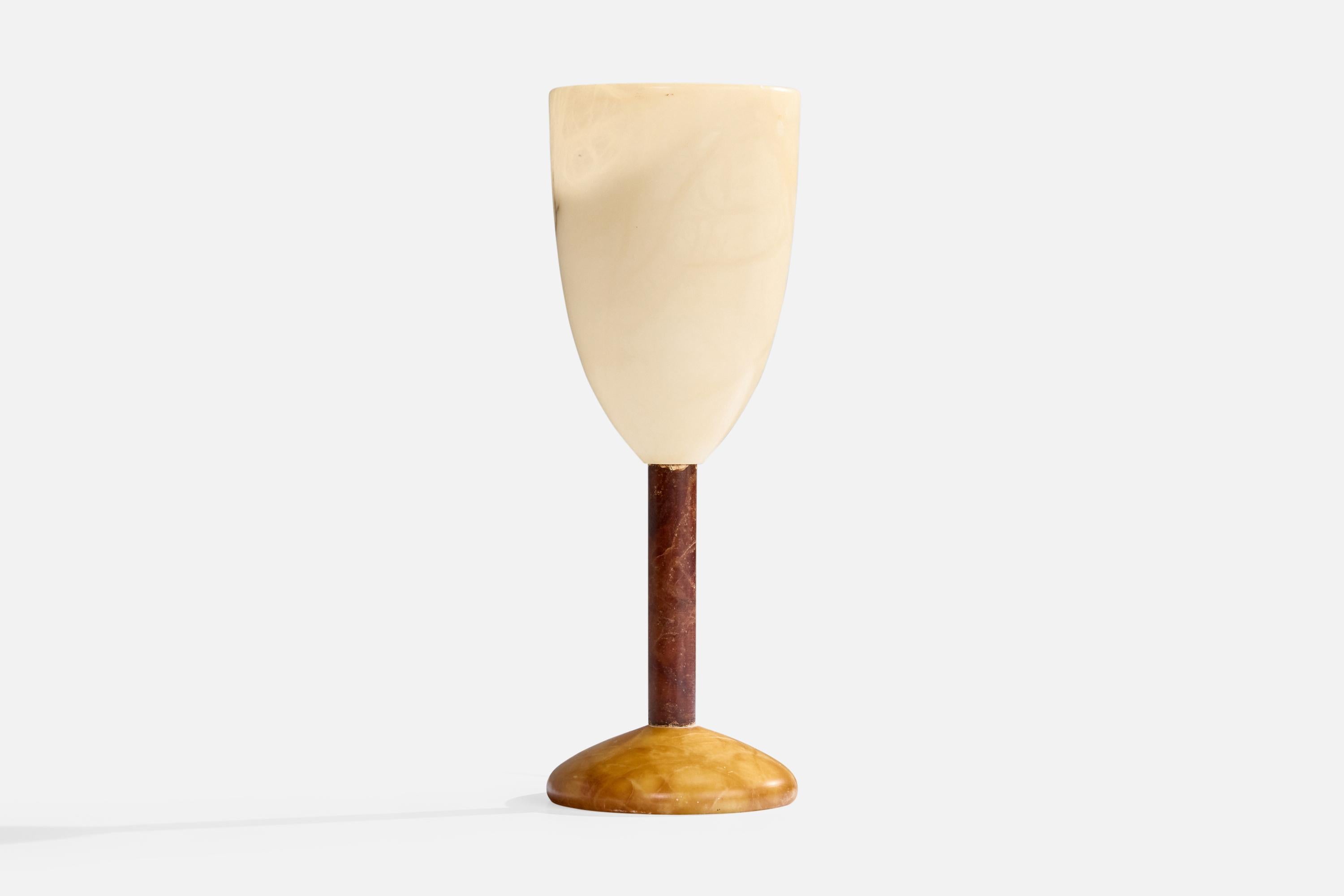 Lampe de table en albâtre brun et beige, conçue et produite en Espagne, C.C.

Dimensions de la lampe (pouces) : 17.5 