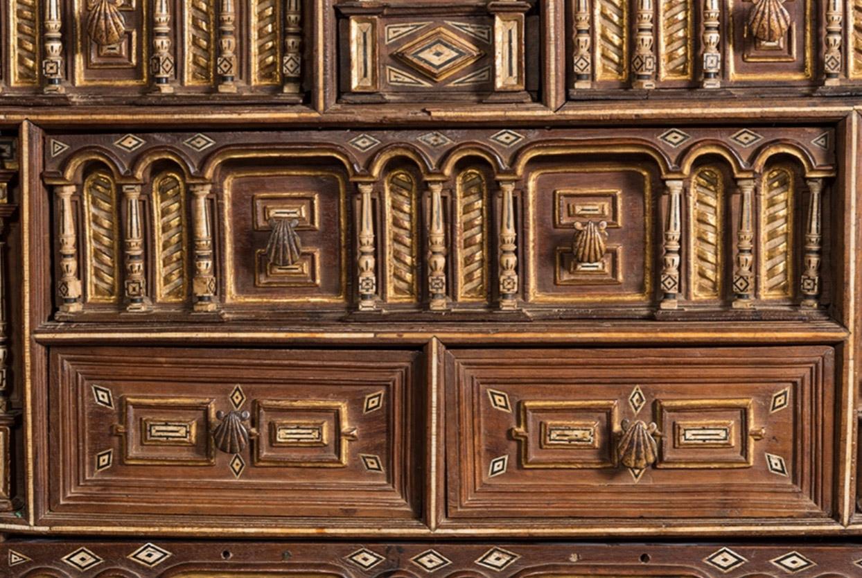 18th Century and Earlier Spanish Desk ‘Bargueño’ Walnut 17th Century Support 19th Century Restored