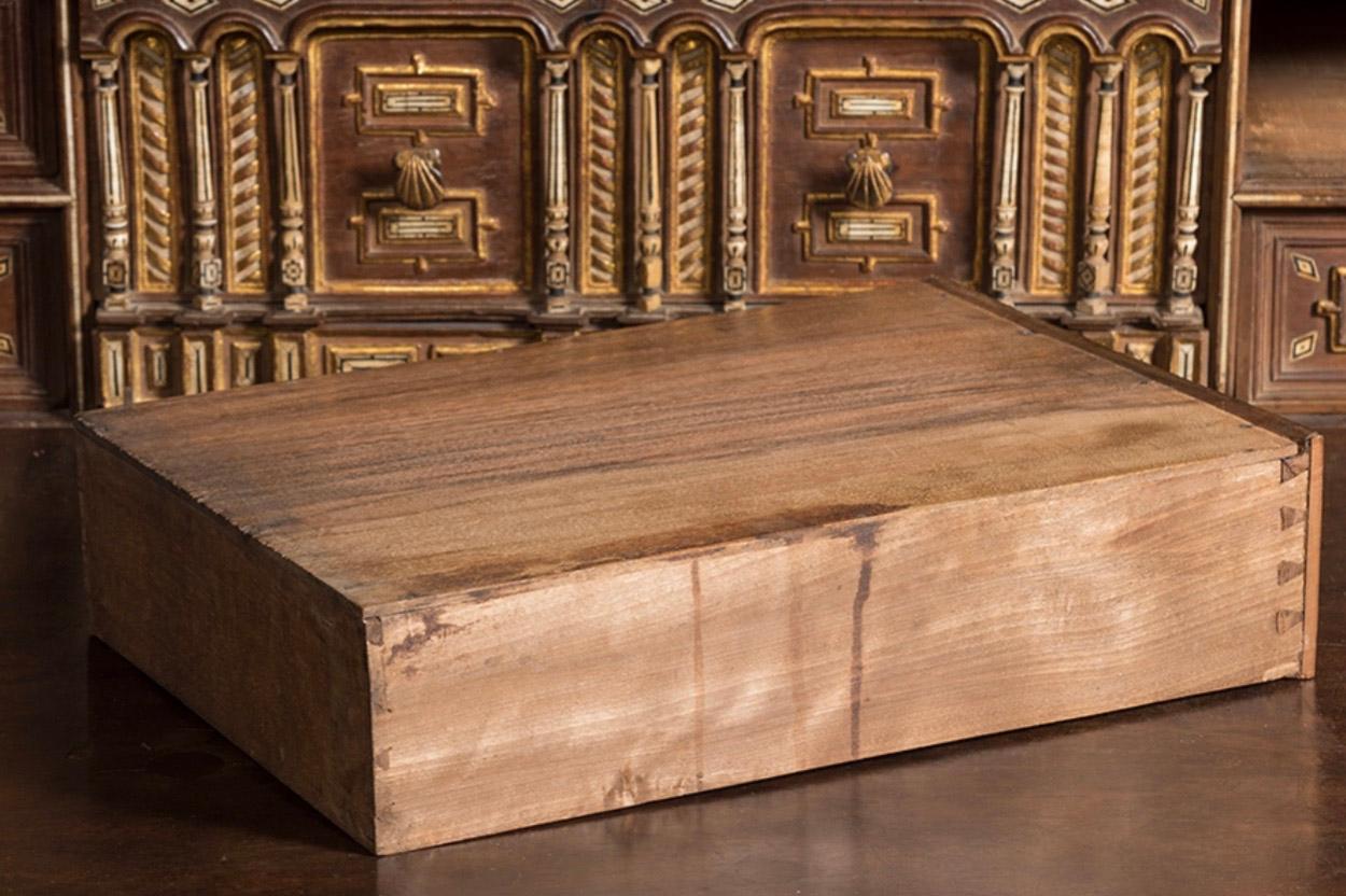 Metal Spanish Desk ‘Bargueño’ Walnut 17th Century Support 19th Century Restored