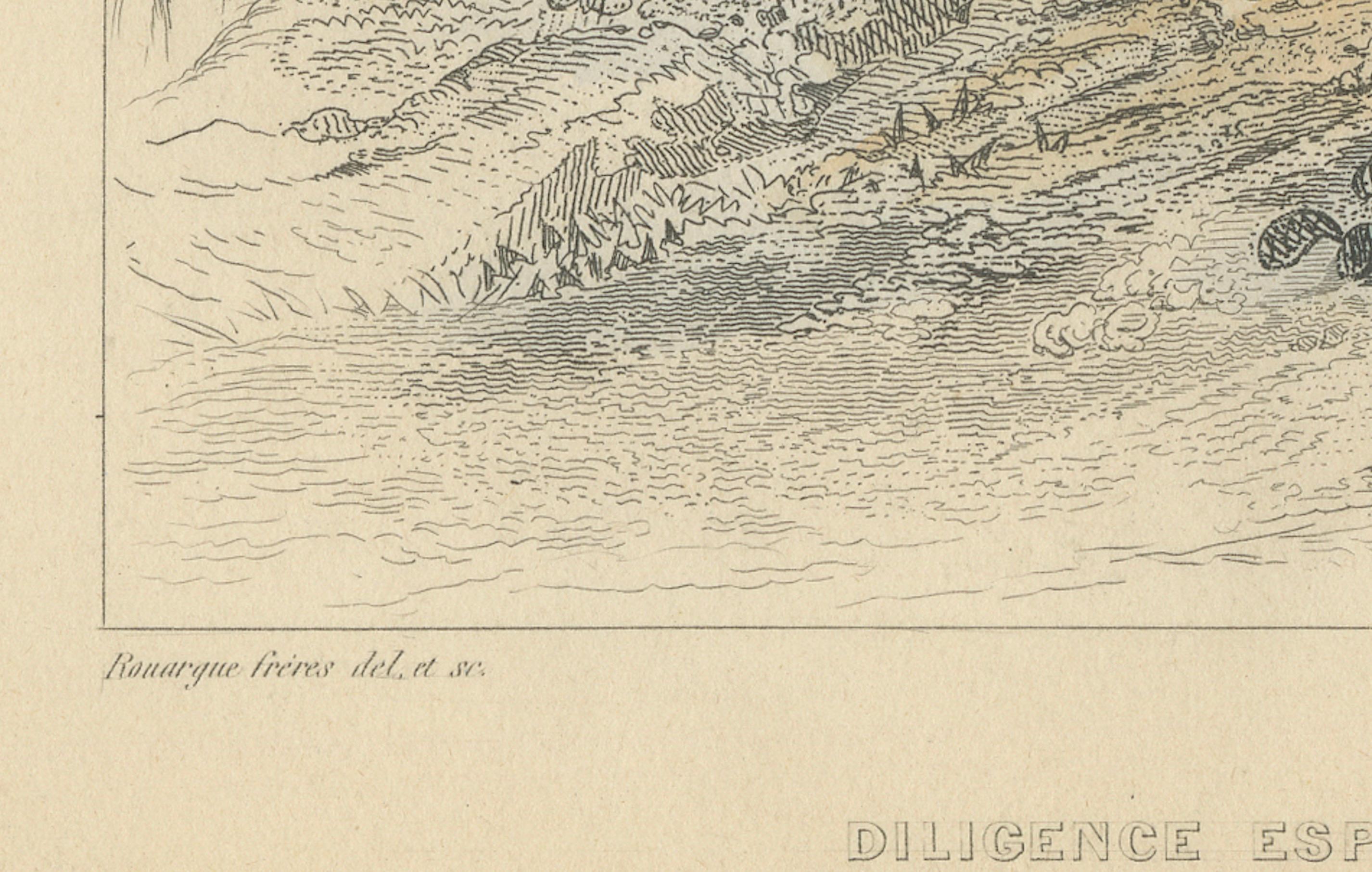 Spanischer Fleiß beim Passieren des Balaguer-Passes - Stich von Rouargue Frères, 1845 (19. Jahrhundert) im Angebot