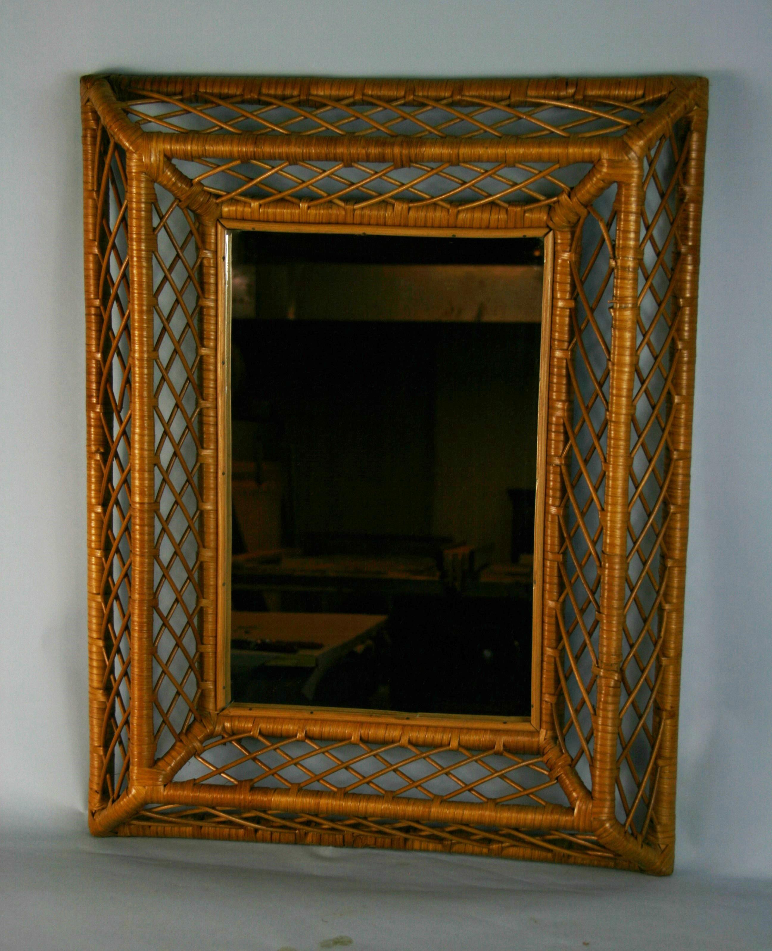 3-810 Spanish Dimensional wicker mirror.