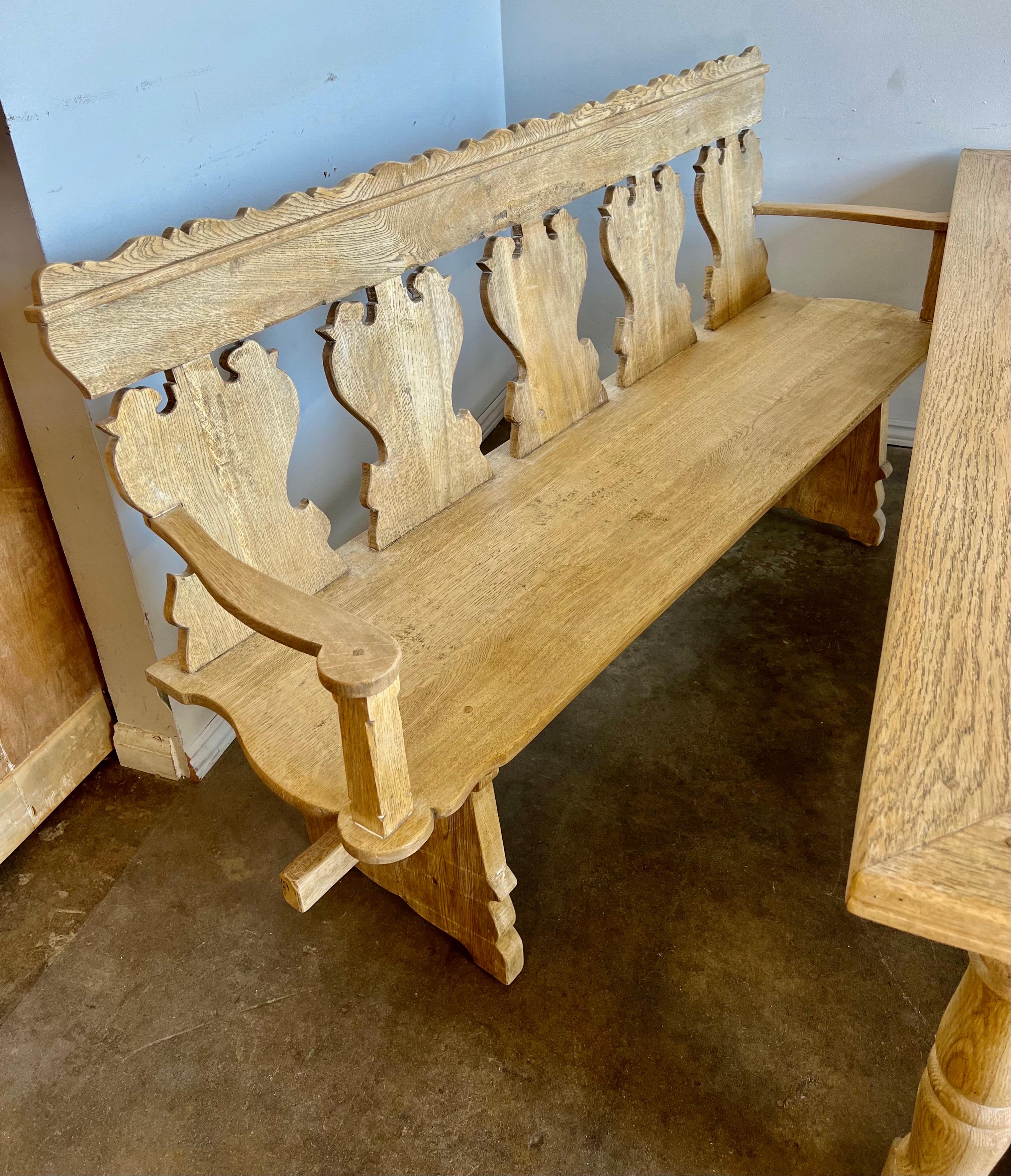 Spanish Dining Table W/ Coordinating Carved Benches C. 1930's For Sale 7