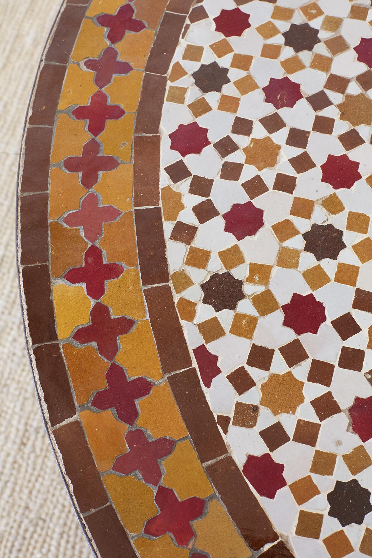 Moorish Spanish Dining Table with Moroccan Mosaic Tile Inlay