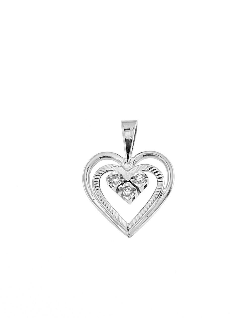 The Spanish Double Heart Pendant in White Gold with Diamonds is a romantic piece of jewelry that showcases intricate craftsmanship and elegance. Crafted from 18-karat white gold, this pendant features a unique design with two intertwined hearts,