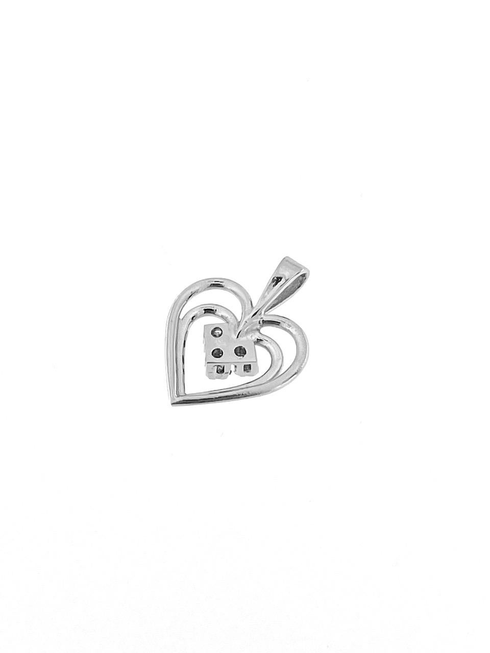Modern Spanish Double Heart Pendant White Gold with Diamonds For Sale