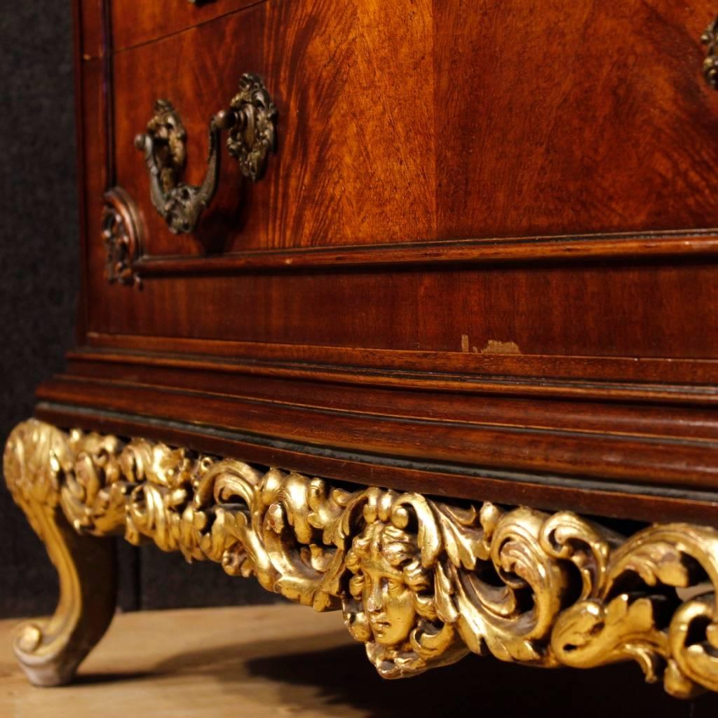 Mid-20th Century Spanish Dresser in Carved Mahogany with Four Drawers from 20th Century