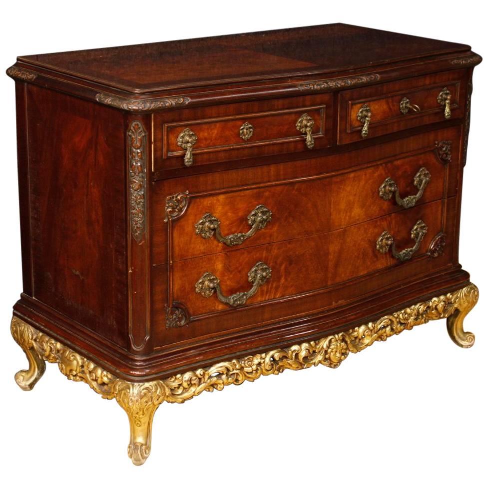 Spanish Dresser in Carved Mahogany with Four Drawers from 20th Century