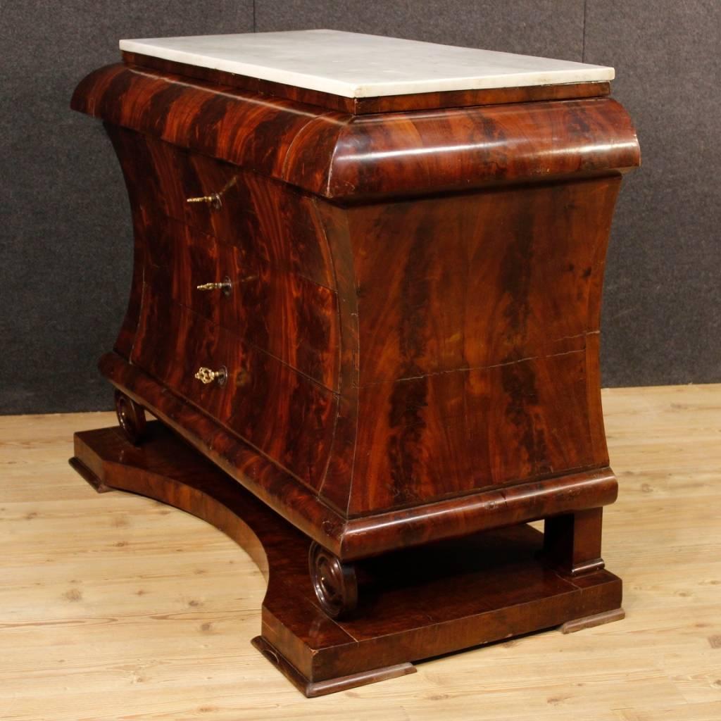 Spanish Dresser in Mahogany Wood with Marble Top from 19th Century In Good Condition In Vicoforte, Piedmont