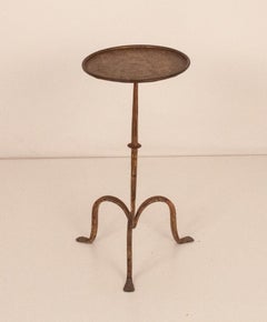 Spanish Drink Table or End Table in Wrought Gilt Iron, 1940s