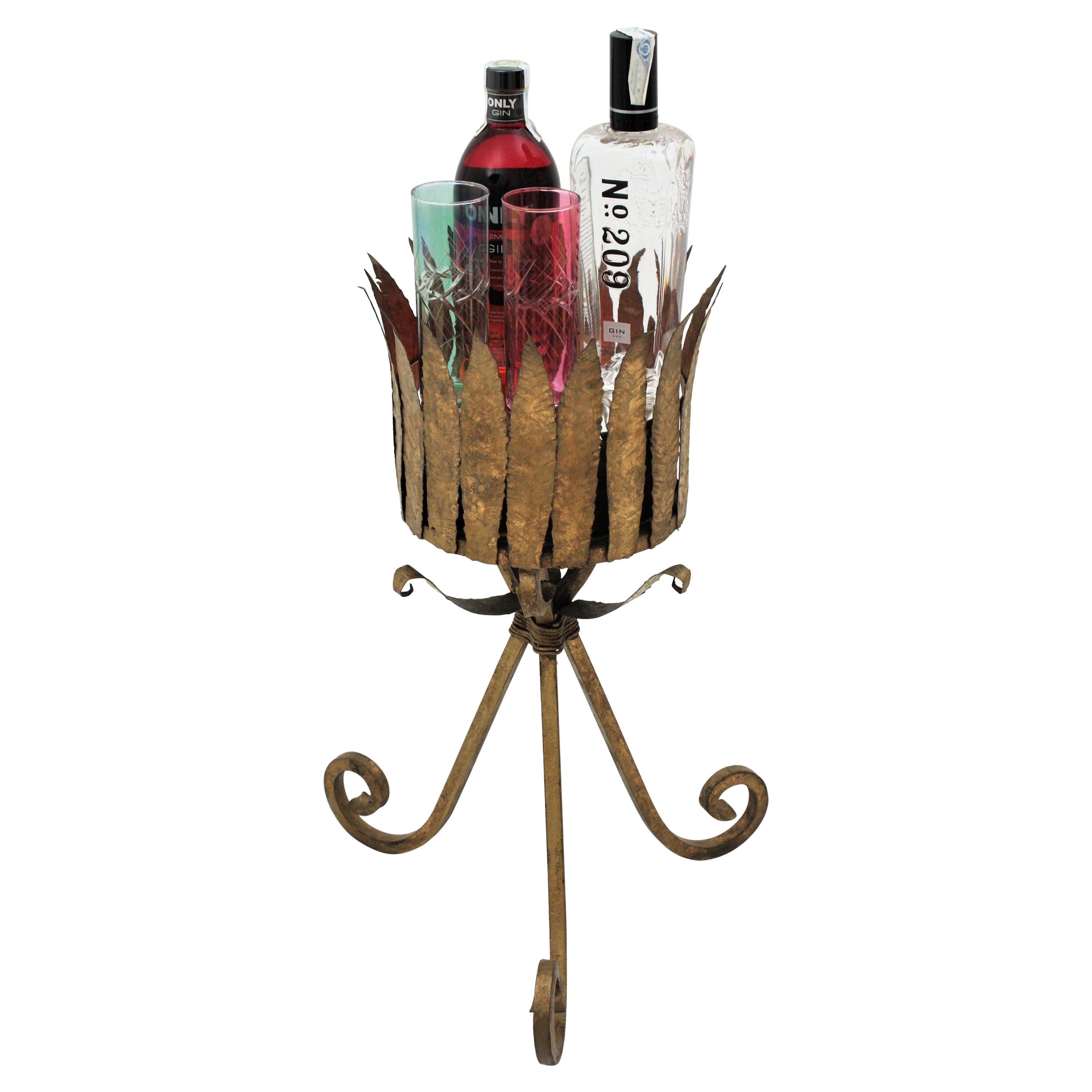 Spanish Drinks Stand, Wine Cooler Stand or Planter, Gilt Iron For Sale