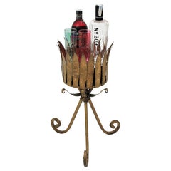 Retro Spanish Drinks Stand, Wine Cooler Stand or Planter, Gilt Iron