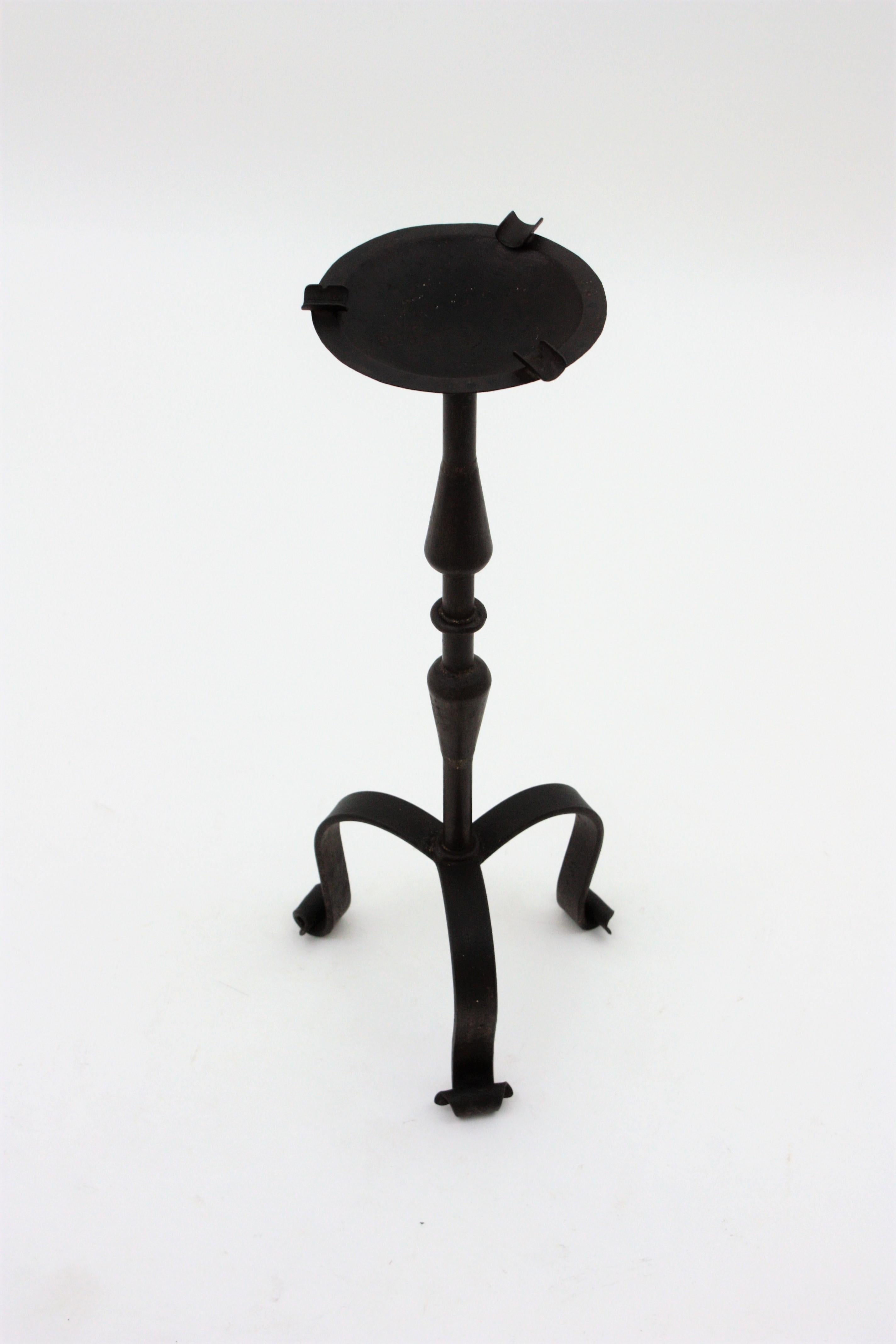 Spanish Drinks Table / End Table / Floor Ashtray in Wrought Iron For Sale 2