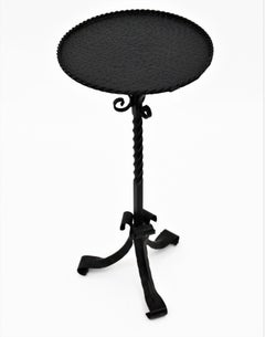 Spanish Drinks Table / End Table in Black Wrought Iron, 1960s
