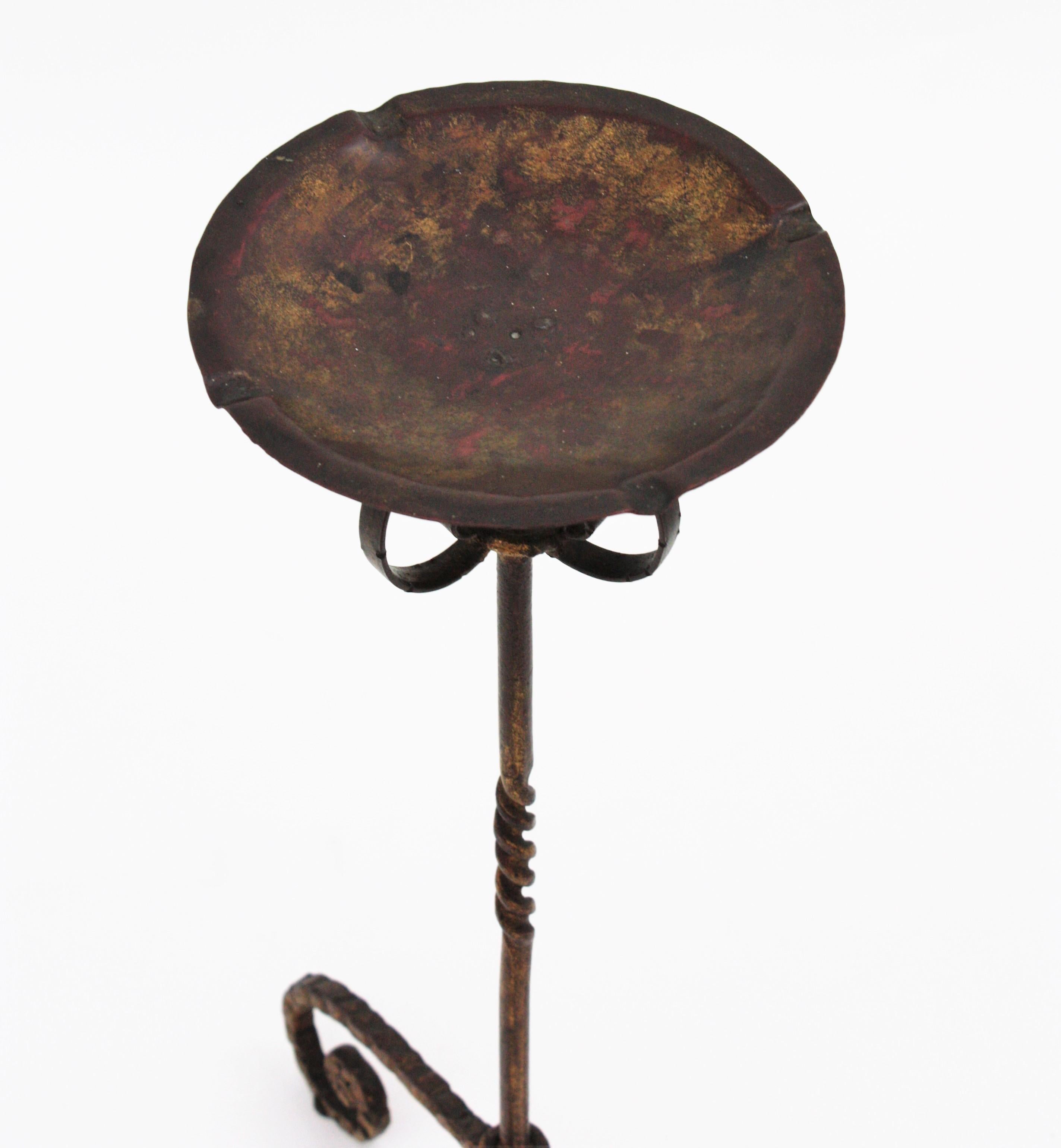 Spanish Drinks Table / Side Table / Floor Ashtray, Wrought Iron, 1940s For Sale 3