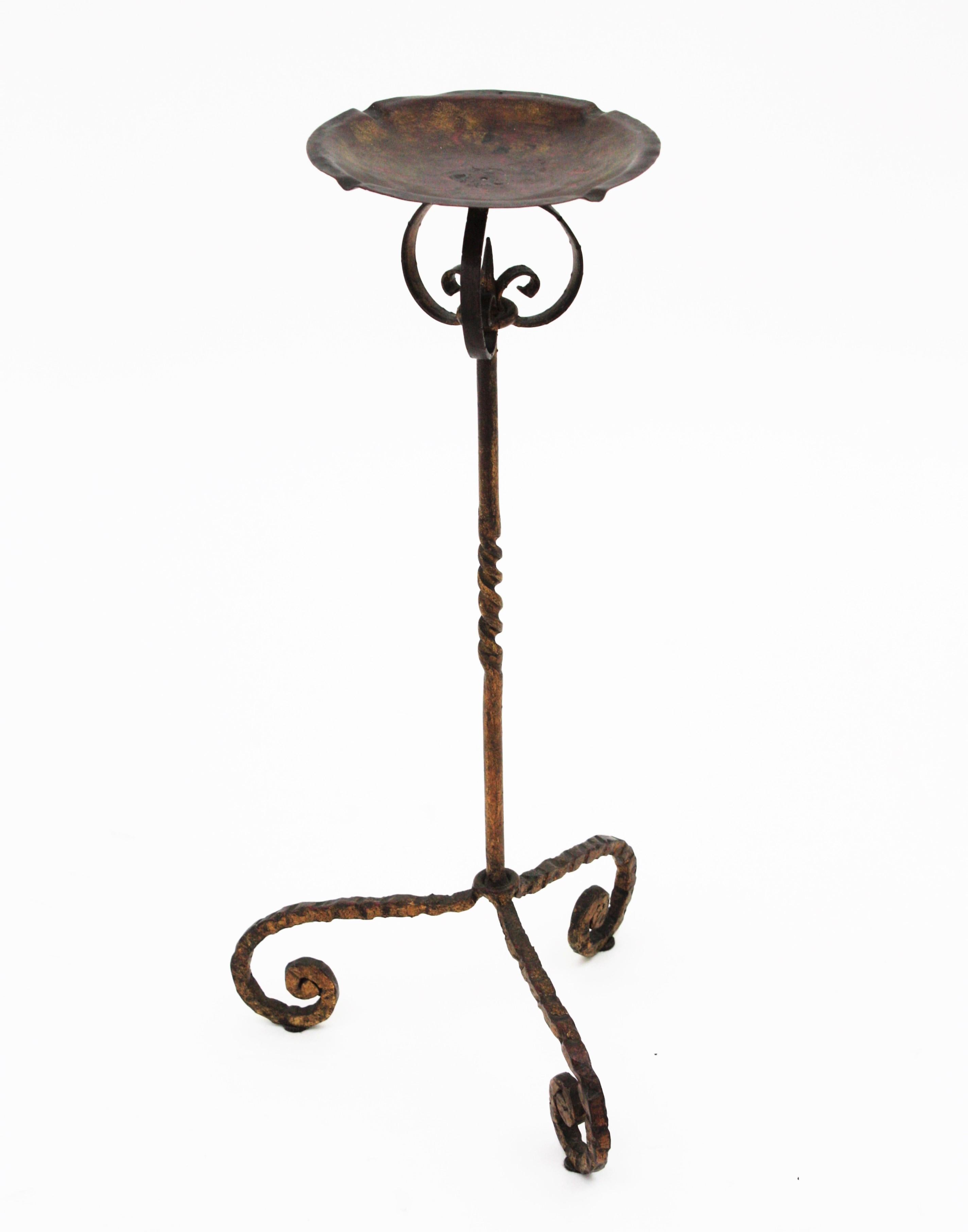 Spanish Drinks Table / Side Table / Floor Ashtray, Wrought Iron, 1940s For Sale 4