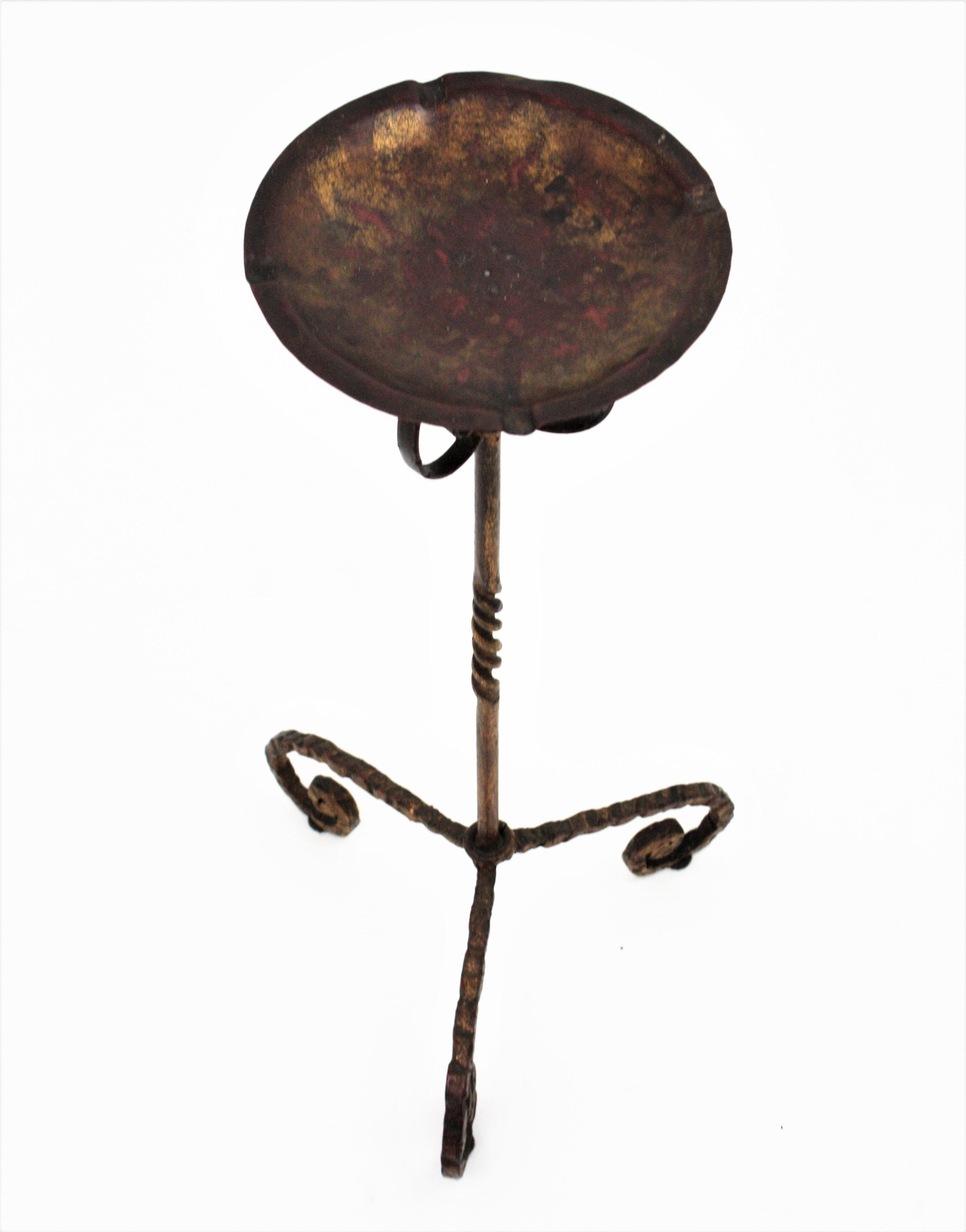 Spanish Drinks Table / Side Table / Floor Ashtray, Wrought Iron, 1940s For Sale 5