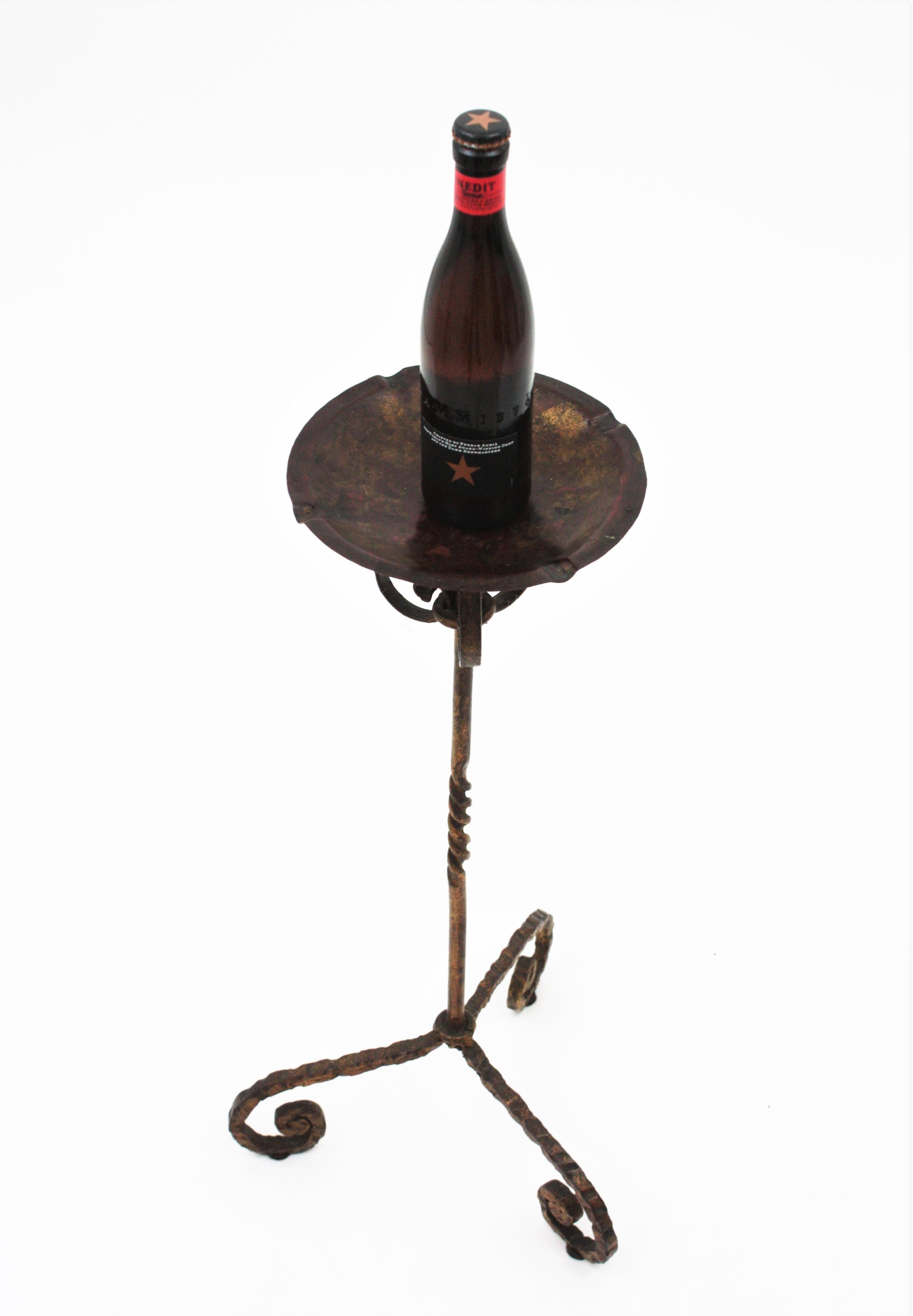 Spanish Drinks Table / Side Table / Floor Ashtray, Wrought Iron, 1940s For Sale 9