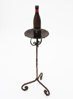 Spanish Drinks Table / Side Table / Floor Ashtray, Wrought Iron, 1940s