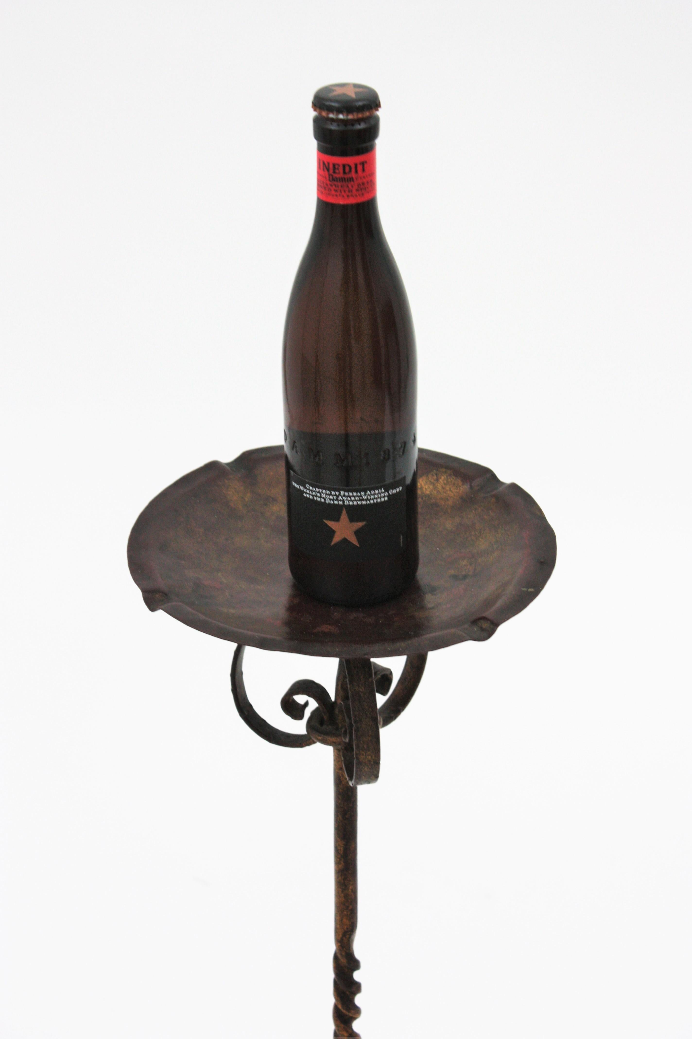 20th Century Spanish Drinks Table / Side Table / Floor Ashtray, Wrought Iron, 1940s For Sale