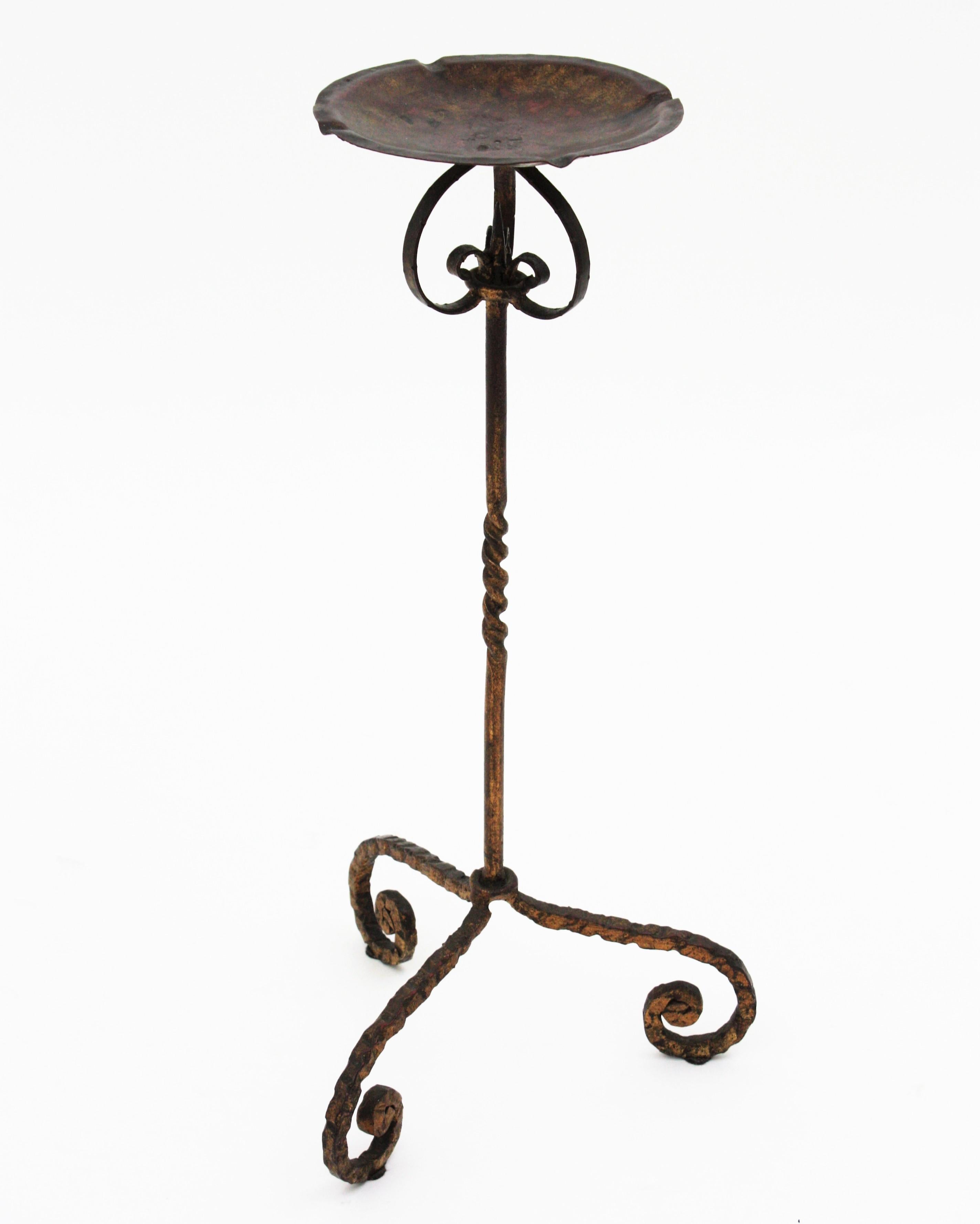 Spanish Drinks Table / Side Table / Floor Ashtray, Wrought Iron, 1940s For Sale 2