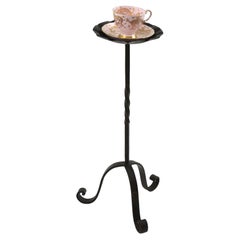 Spanish Drinks Table Gueridon / End or Side Table in Black Iron