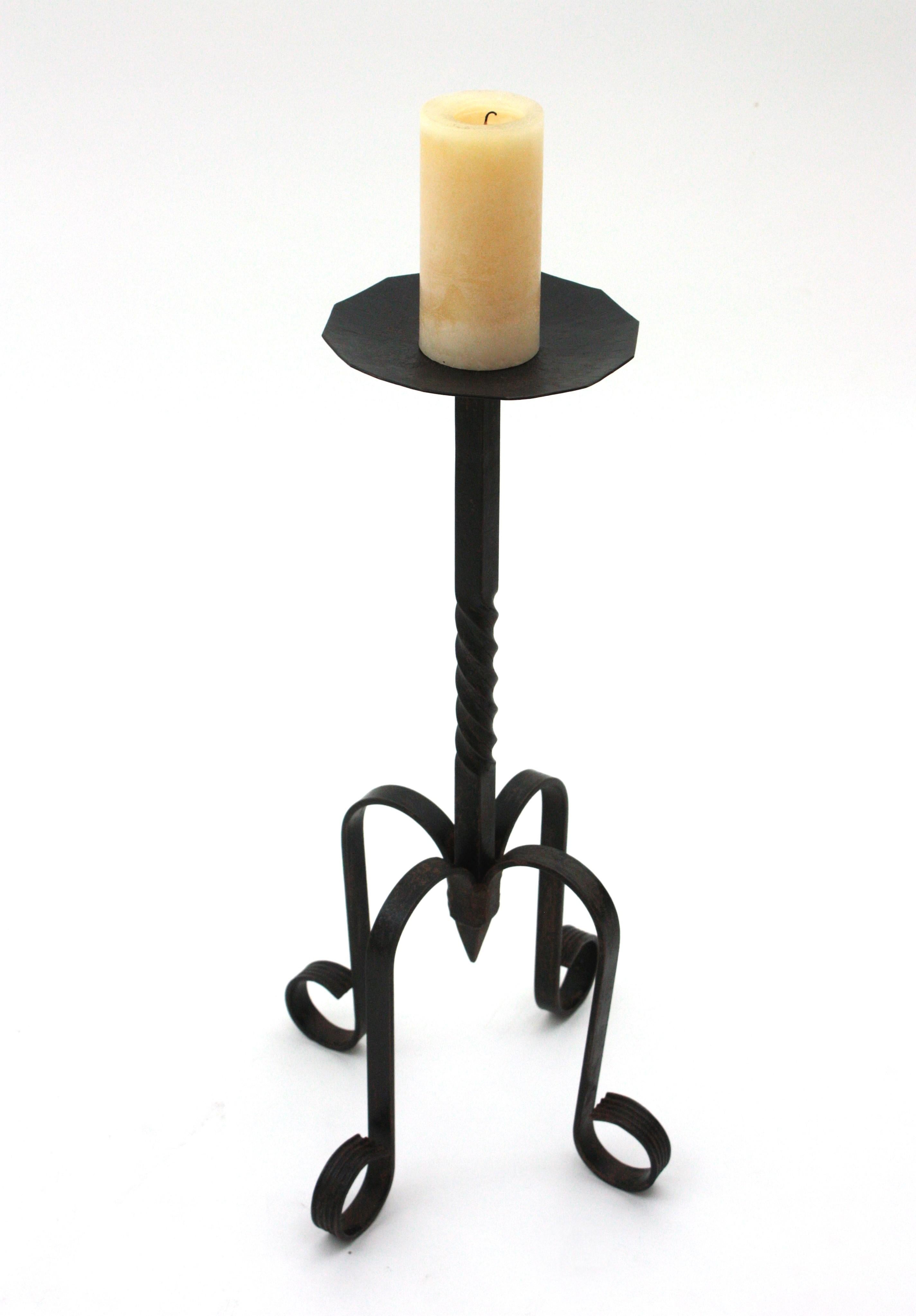 Gothic Spanish Drinks Table / Side Table / Gueridon in Wrought Iron For Sale