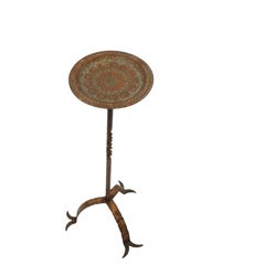 Spanish Drinks Table Gueridon / Side Table in Gilt Iron and Brass, 1950s