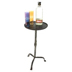 Spanish Drinks Table Gueridon / Side Table in Silvered Iron, 1950s