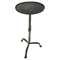 Spanish Drinks Table Gueridon / Side Table in Silvered Iron, 1950s