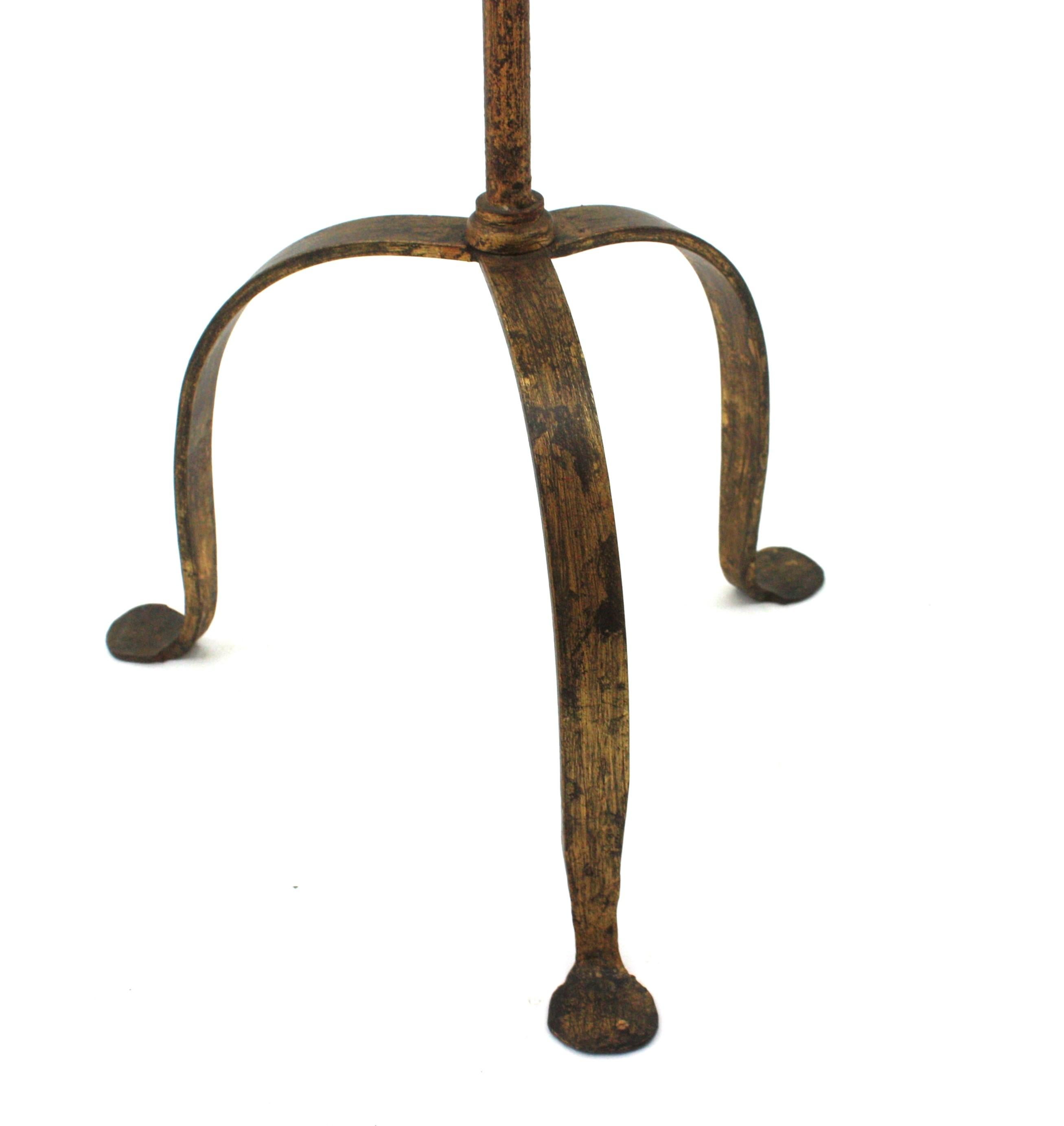 Spanish 1940s Wrought Iron Gilt Drinks Table / Side Table, Handle Detail For Sale 8