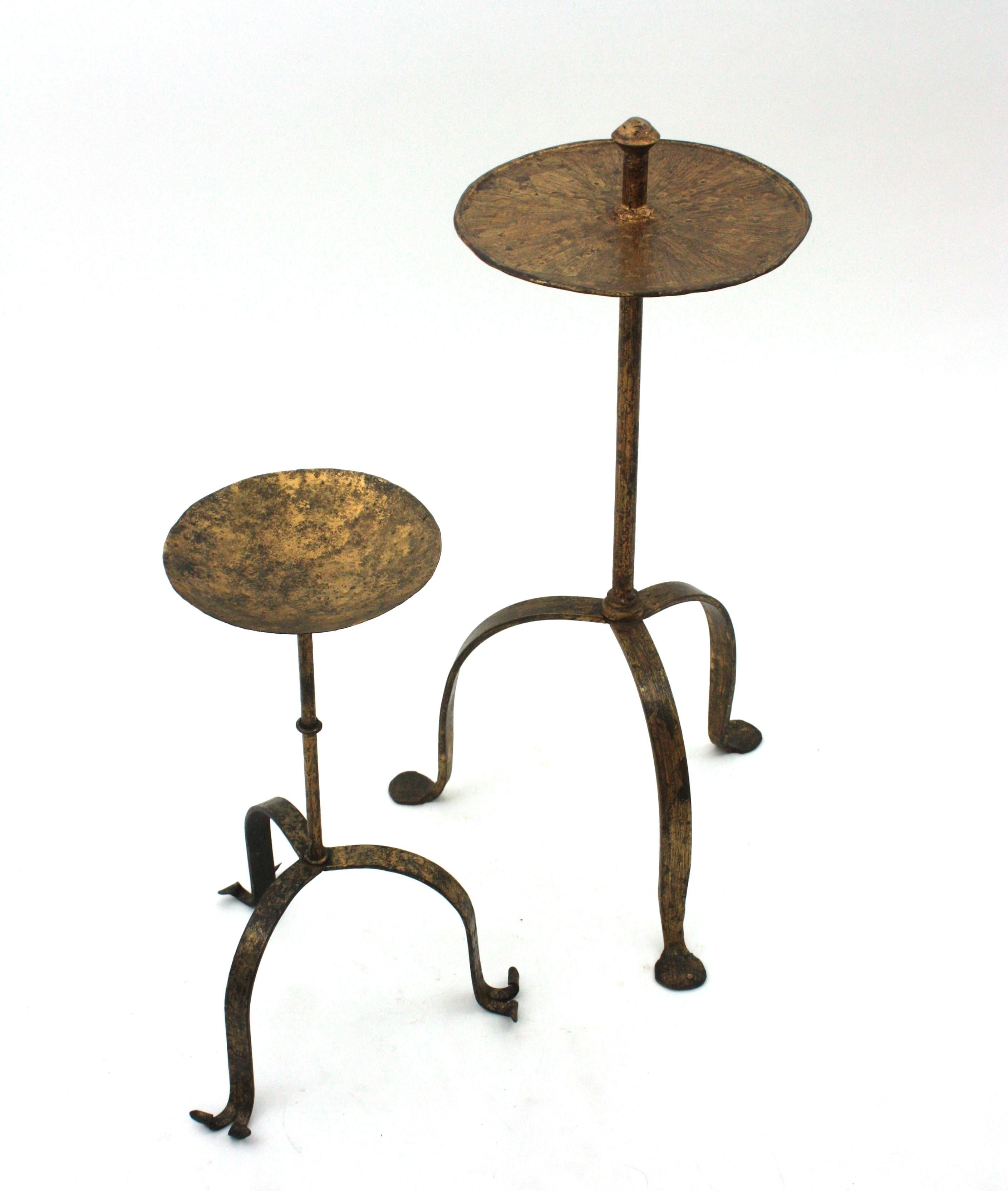Spanish 1940s Wrought Iron Gilt Drinks Table / Side Table, Handle Detail For Sale 9