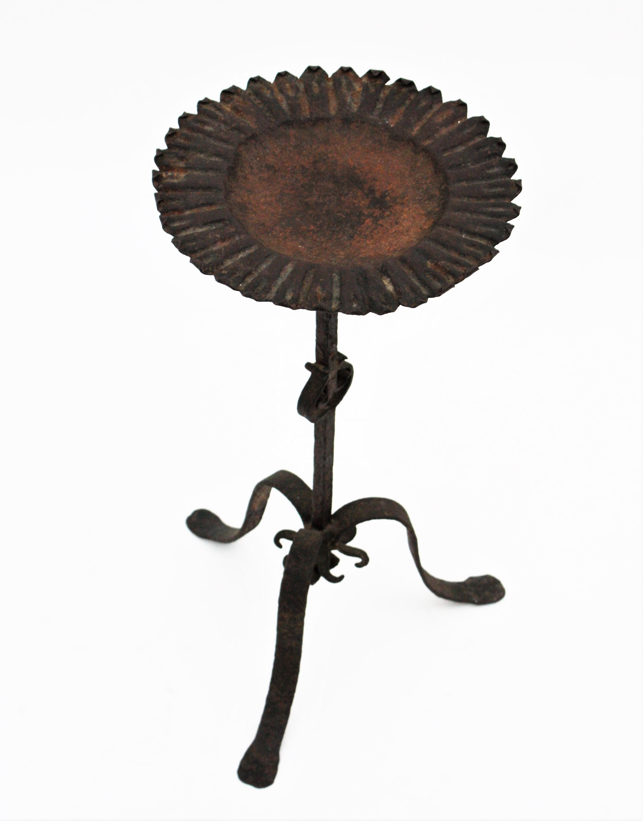 Hammered Spanish Drinks Table in Wrought Iron, 1940s
